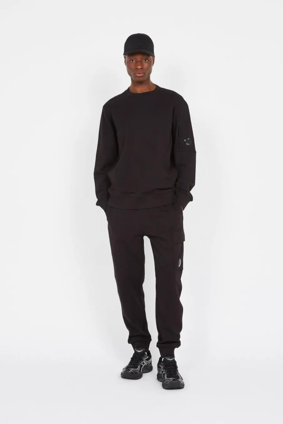 DIAGONAL RAISED FLEECE LENS - Jogging | Noir*C.P. COMPANY Sale