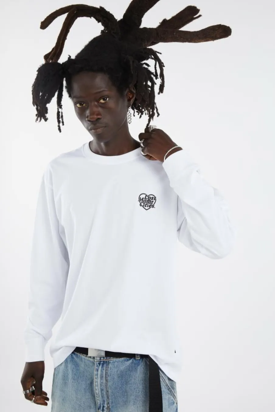 HEART GLOBE LONG SLV TEE - T-shirt | Blanc*LOST MANAGEMENT CITIES New