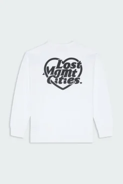 HEART GLOBE LONG SLV TEE - T-shirt | Blanc*LOST MANAGEMENT CITIES New