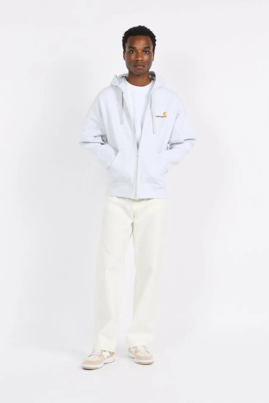 Hooded American Script - Hoodie zippé | Gris*CARHARTT WIP Discount