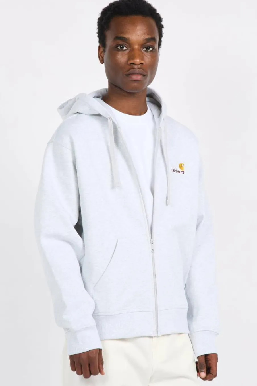 Hooded American Script - Hoodie zippé | Gris*CARHARTT WIP Discount