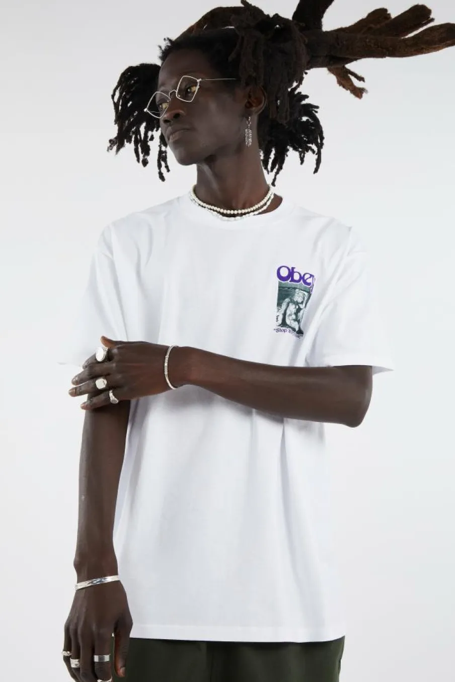 STOP WORRY NOW - T-shirt | Blanc*OBEY Clearance