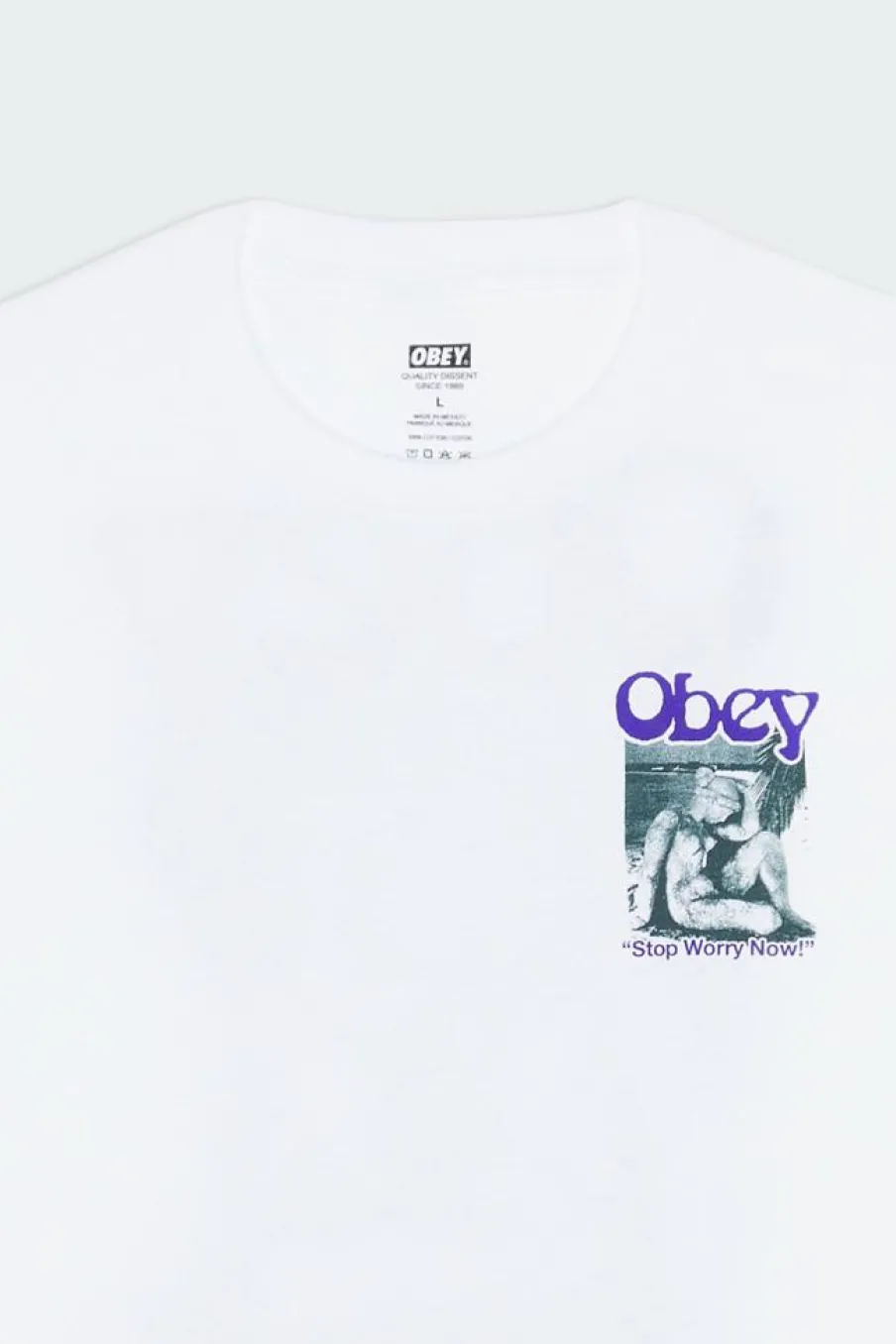 STOP WORRY NOW - T-shirt | Blanc*OBEY Clearance