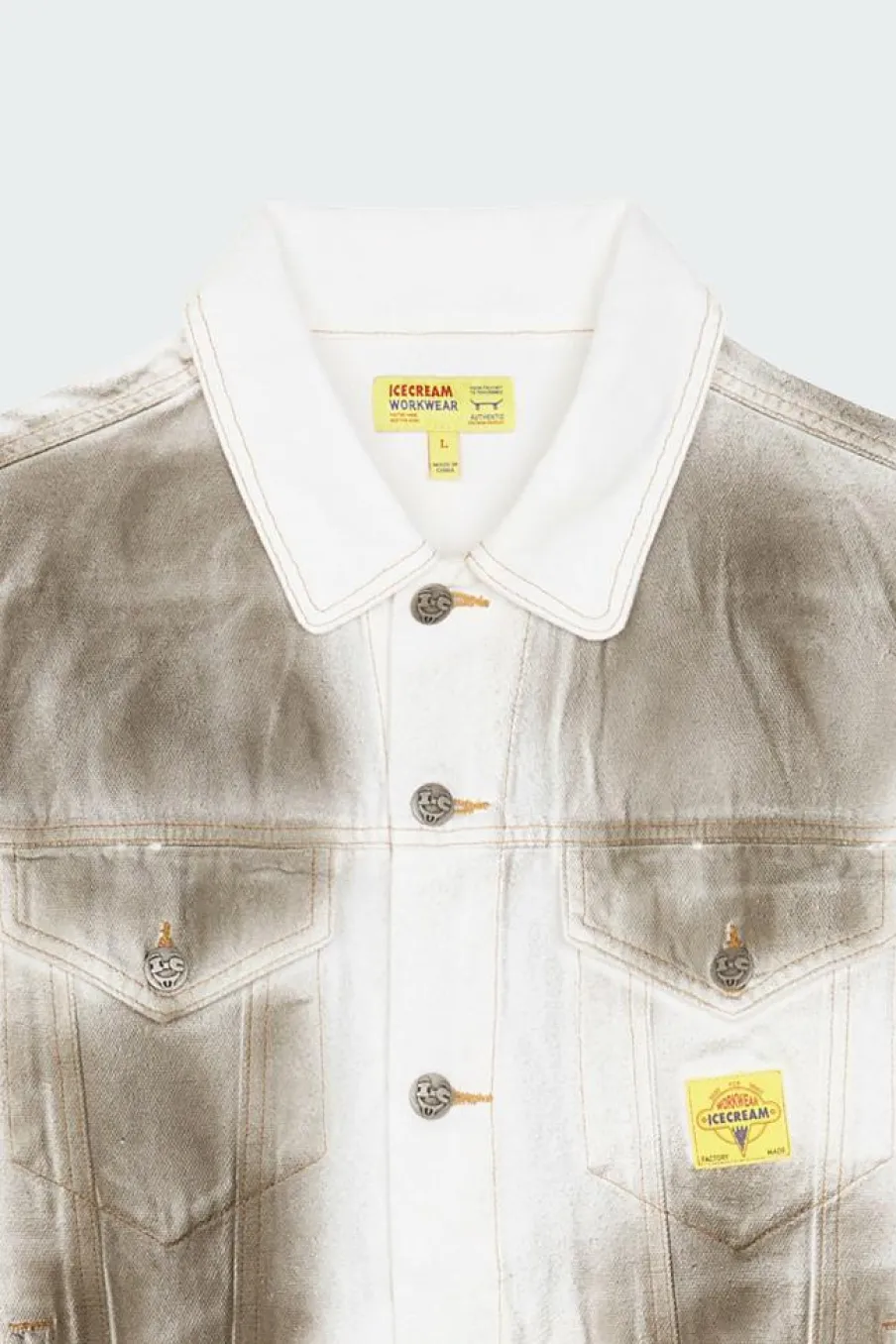 OIL STAINED TRUCKER - Veste | Blanc*ICE CREAM