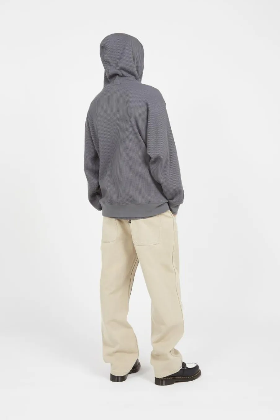 OVAL GLOBE WAFFLE ZIP-UP HOODIE - Hoodie | Gris*LOST MANAGEMENT CITIES Best