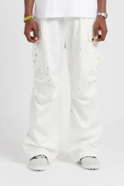 PAINTING WIDE CARGO PANTS - Pantalon cargo | Blanc*LOST MANAGEMENT CITIES Outlet