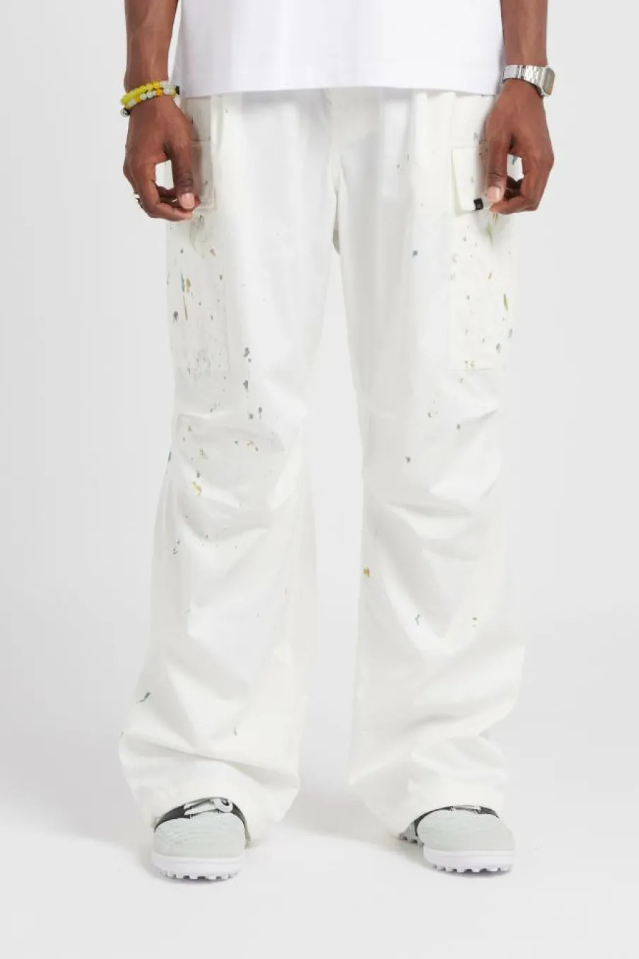 PAINTING WIDE CARGO PANTS - Pantalon cargo | Blanc*LOST MANAGEMENT CITIES Outlet