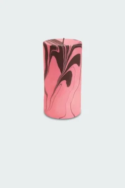 PINK PETROL MARBLE PILLAR CANDLE - Bougie | Marron*FLAMINGO CANDLES