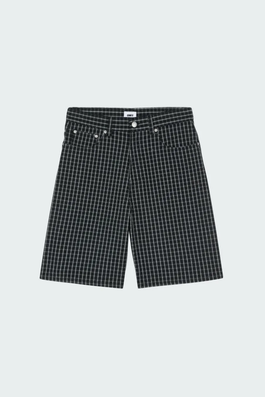 PLAID BAGGY DENIM SHORT - Short | Noir*OBEY Sale
