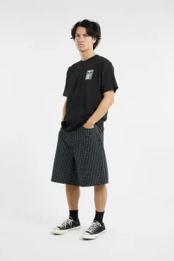 PLAID BAGGY DENIM SHORT - Short | Noir*OBEY Sale
