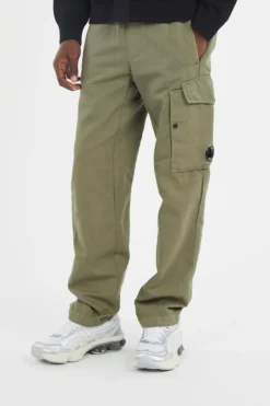 REGULAR FIT COTTON/LINEN PANTS - Pantalon | Kaki*C.P. COMPANY Hot