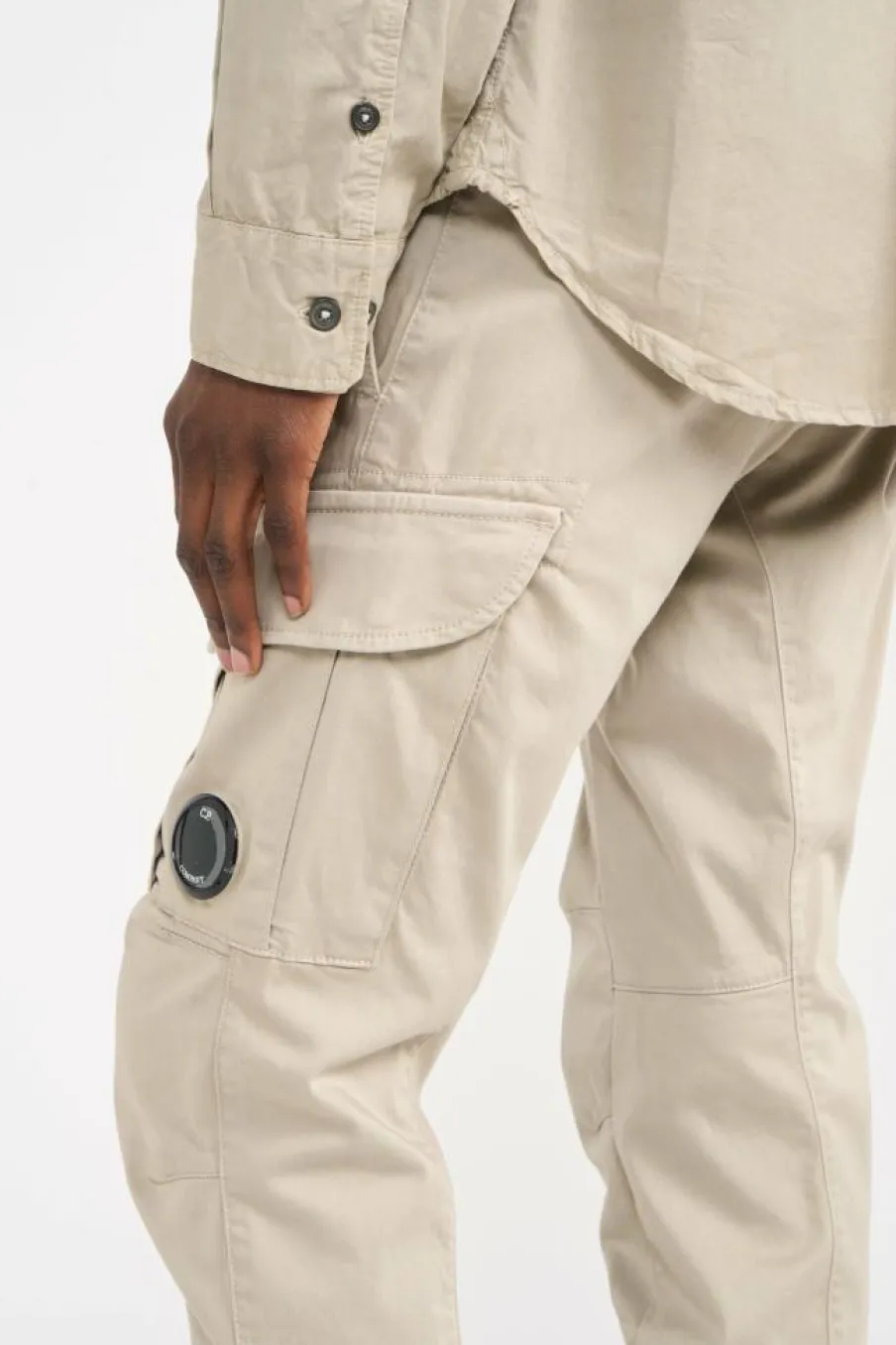 SATEEN STRETCH CARGO LENS - Cargo | Kaki*C.P. COMPANY Online
