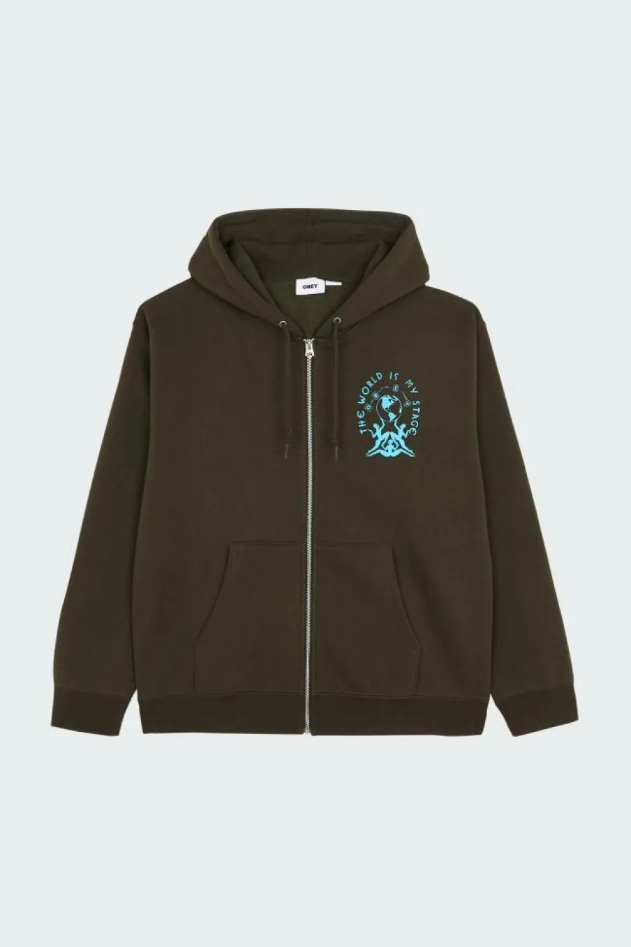 THE WORLD IS MY STAGE - Hoodie zippé | Vert*OBEY