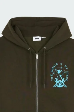THE WORLD IS MY STAGE - Hoodie zippé | Vert*OBEY
