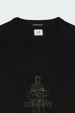 T-SHIRTS SHORT SLEEVE IN MERCERIZED JERSEY 30/2 TWISTED - T-shirt | Noir*C.P. COMPANY New