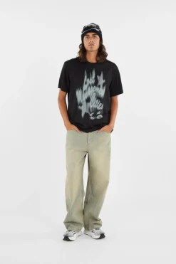 WASHED STITCH DENIM WIDE JEAN - Jean | Kaki*LOST MANAGEMENT CITIES Hot